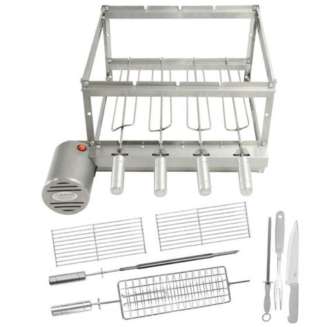 Kit COMBO Inox Churrasqueira Elétrica 4 Espetos Brasa Grill Kit