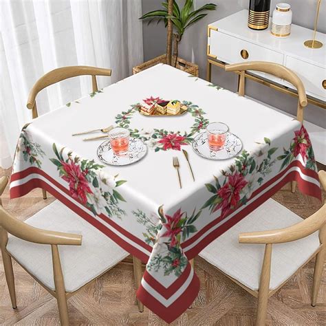 Amazon Sunshineyan Poinsettia Christmas Tablecloth Square X