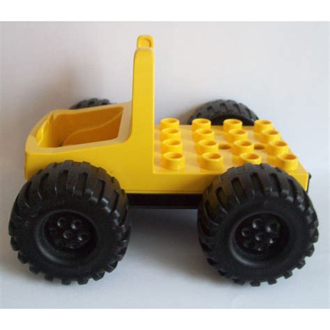 Lego Yellow Duplo Truck With X Flatbed Plate And Jumbo Wheels Comes