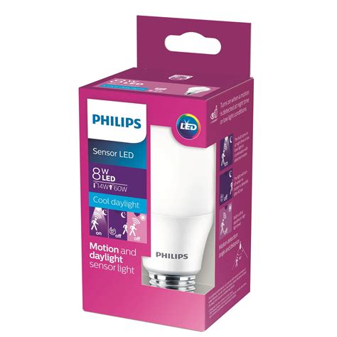 Philips 8w Cool Daylight Led Light And Motion Sensor E27 Globe