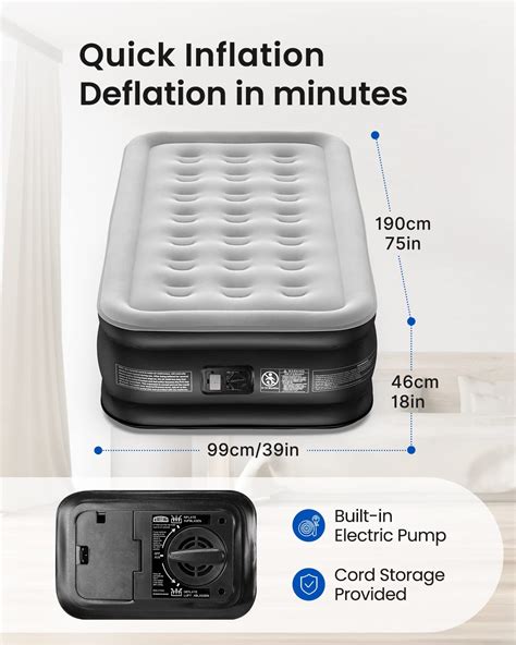 Airefina Comfort Twin Air Mattress With Built In Pump Inflatable