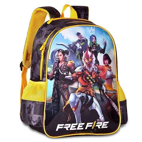 Mochila Do Free Fire - Mochila de Costas Escolar Gamer Free Fire com Capuz Preto - Alfama ...