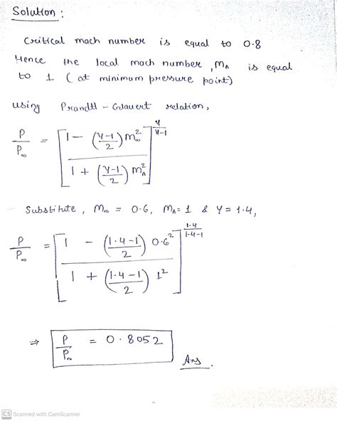 Solved Please Show All Work 3 For A Given Airfoil The Critical