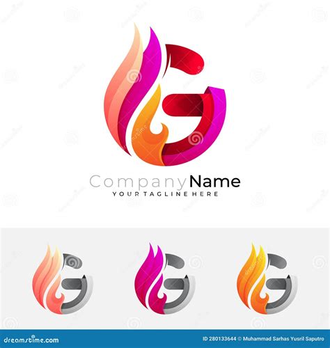 Fire Logo and Letter G Design Combination, Red Color Stock Vector ...