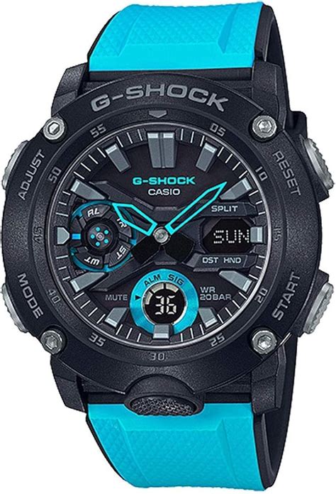 Men S Casio G Shock Carbon Core Blue Resin Band Watch GA2000 1A2