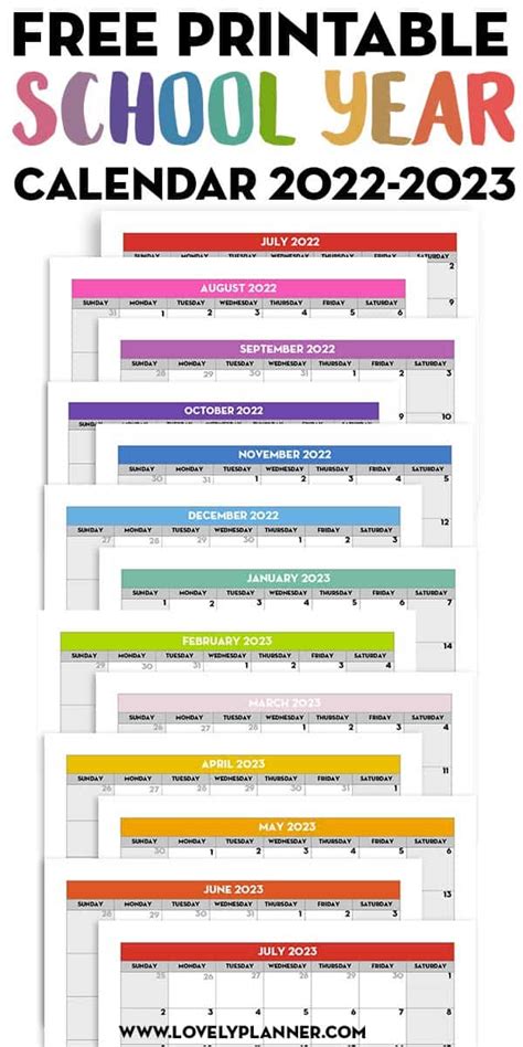 Free Printable 2022 2023 Monthly School Calendar Template Lovely