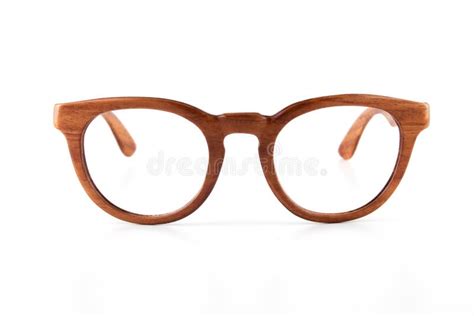 Closeup Handmade Wooden Eyewear From Teak Wood In White Clear