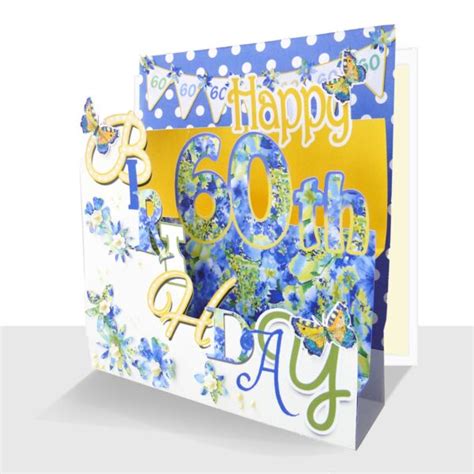 60th Birthday Card 3d Luxury Pop Up Handmade Paradis Terrestre