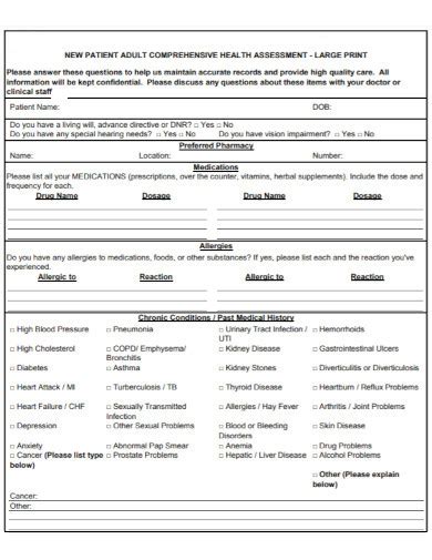 Comprehensive Health Assessment Examples How To Make Pdf