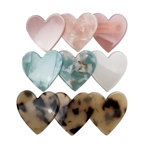 Jiris Pcs French Design Hair Barrette Heart Shell Celluloid Rectangle