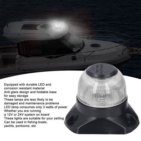 ZIU Feu de navigation pour bateau LED IP67 étanche antireflet pliable