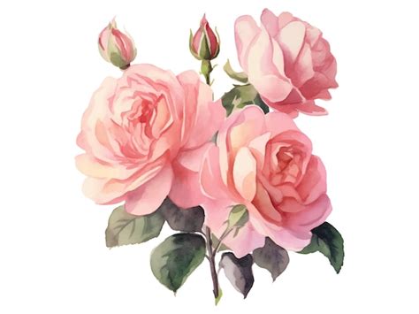 Premium Vector | Watercolor painting of pink roses on a white background