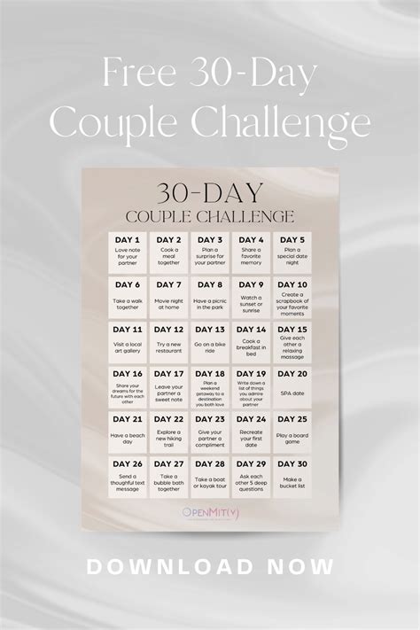 Free 30 Day Couple Challenge In 2023 Couples Challenges Relationship