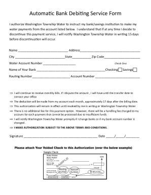 Fillable Online Automatic Bank Debiting Service Form Fax Email Print