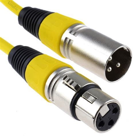 Kenable Xlr 3 Pin Microphone Lead Male To Female Audio Cable Yellow