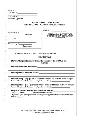 Fillable Online Dissolution Of Marriage By Stipulation Of Parties The