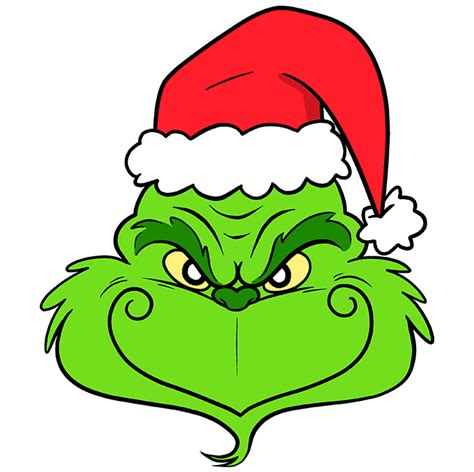 How to Draw an Easy Grinch Face - Really Easy Drawing Tutorial