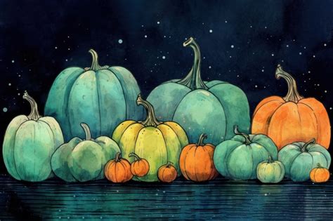 Halloween Watercolor Painting Pumpkins Backdrop RR7-509