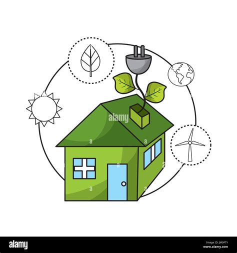 Casa Ecol Gica Con El Medio Ambiente Iconos Imagen Vector De Stock Alamy