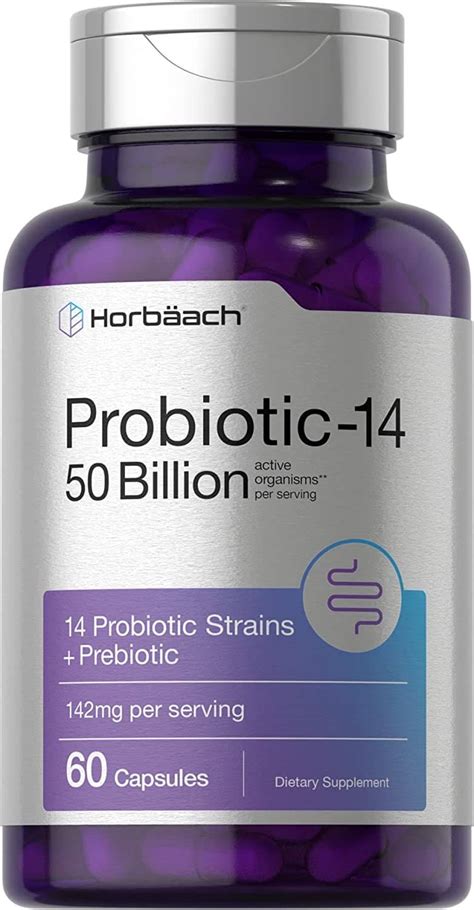 Horbaach Probiotic 14 50 Billion 60 Capsules مكمل غذائي لدعم صحة الجهاز