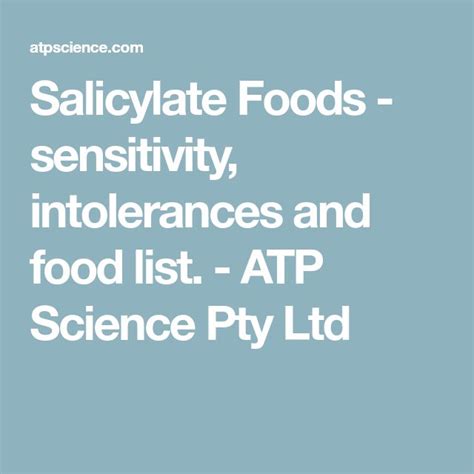 Salicylate Foods Sensitivity Intolerances And Food List ATP