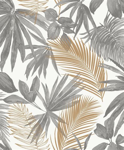 Papel De Parede PALMEIRA TROPICAL GRIS Papel Pintado Papel Pintado