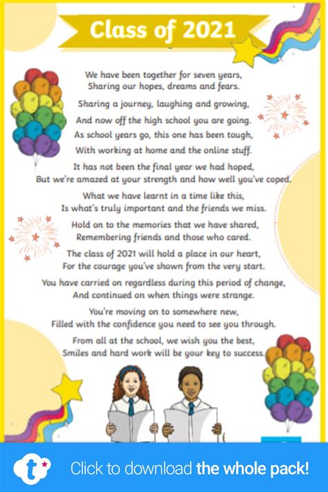 School Leavers Class Of 2021 Leaving Poem Poems About School