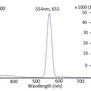 Excitation λ em 554 nm and Emission λ ex 310 nm spectra of