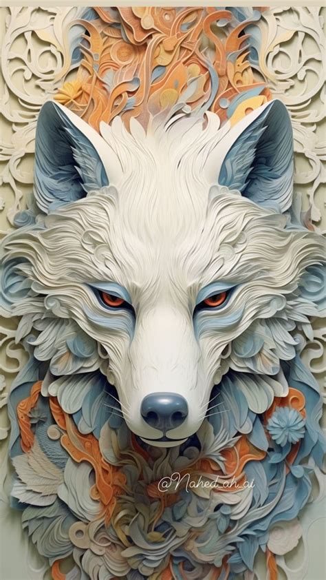 White wolf | Buddhist art drawing, Paper art sculpture, Art gallery ...