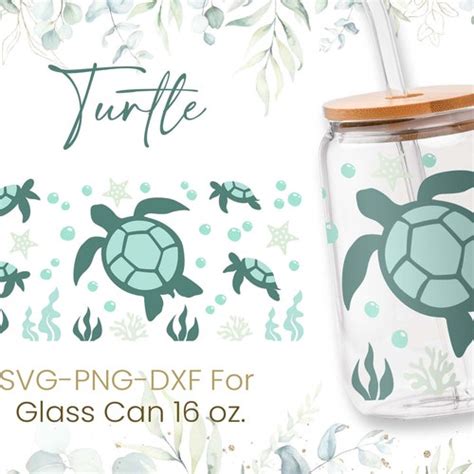 Sea Turtle Libbey Can Glass Wrap Svg Diy For Libbey Can Etsy