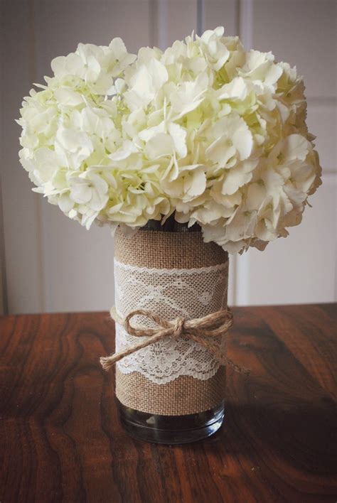 Lace And Burlap Vase Idea For The Wedding Party Bouquet Vases So