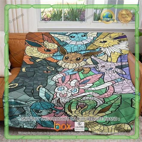 HOT Eevee And Evolutions Stain Glass Anime Pokemon Blanket Shower