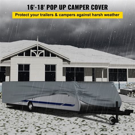 VEVOR Pop Up Camper Cover, Fit for 16'-18' Trailers, Ripstop 4-Layer Non-Woven Fabric Folding ...