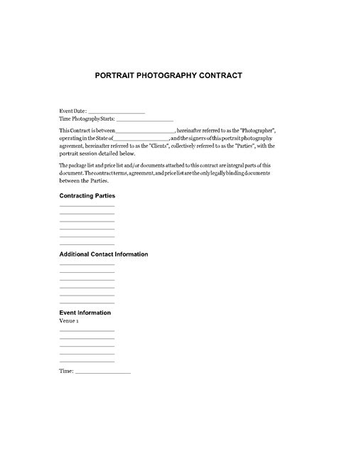 Portrait Photography Contract