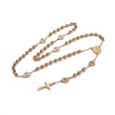 Honeyhandy 304 Stainless Steel Rosary Bead Necklaces For Easter With