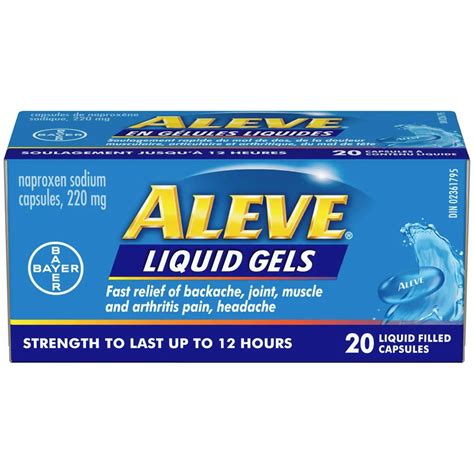 Aleve Pain Relief Liquid Gels Strength To Last Up To 12 Hours Naproxen Sodium 220mg Hillside