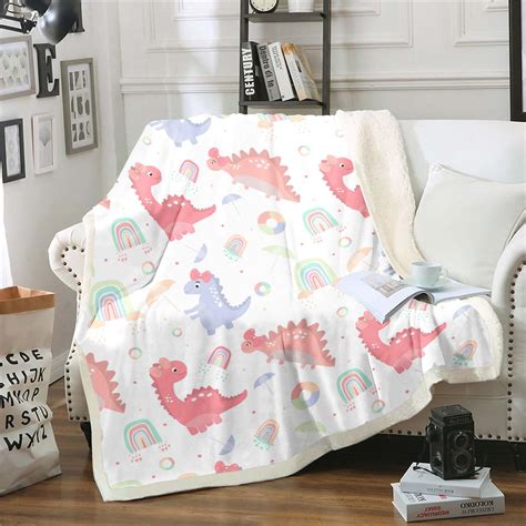 Dinosaurs Throw Blanket Girls Bedroom Decor Cute Umbrella Cartoon