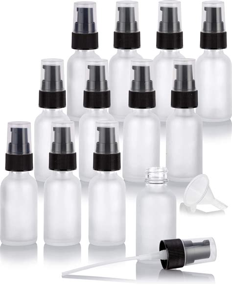 Juvitus 1 Oz 30 Ml Frosted Clear Glass Boston Round Bottle 12 Pack Funnel