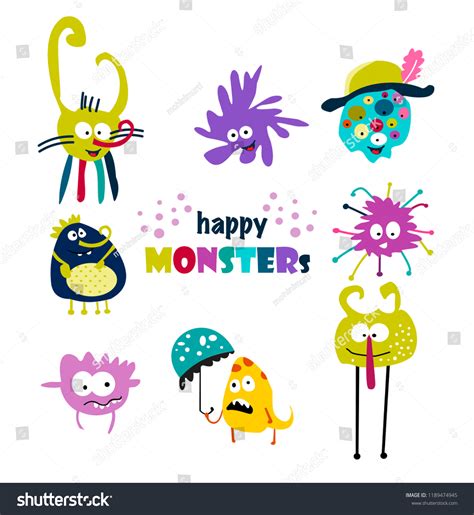 Cute Monsters Set Illustration Vector Stock Vector Royalty Free