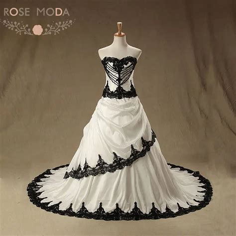 Abito Da Sposa In Pizzo Nero Gotico Con Perline Di Perle Rosa Moda Foto