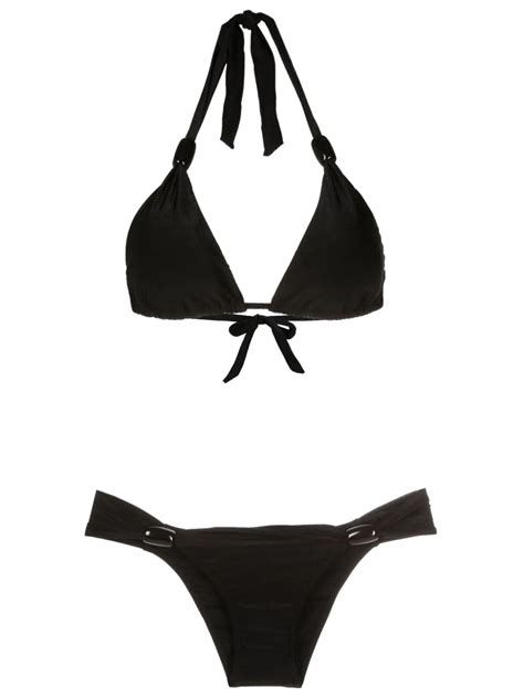 Adriana Degreas Deco Bead Detailing Triangle Bikini Black FARFETCH