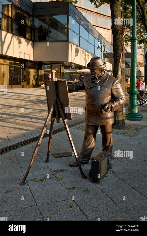 Bronze Statue Of Hungarian Artist Ignac Roskovics On Danube Promenade