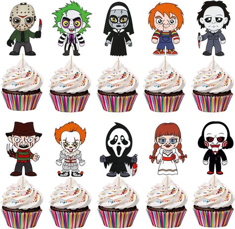 Amazon Pcs Horror Movie Cupcake Toppers Halloween Horror Cupcake