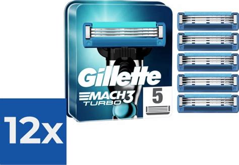 Gillette Scheermesjes Mach3 Turbo 5 Stuks Voordeelverpakking 12 Stuks