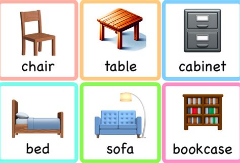 Vocabulary Flashcards On Furnitures Free Printables For Kids