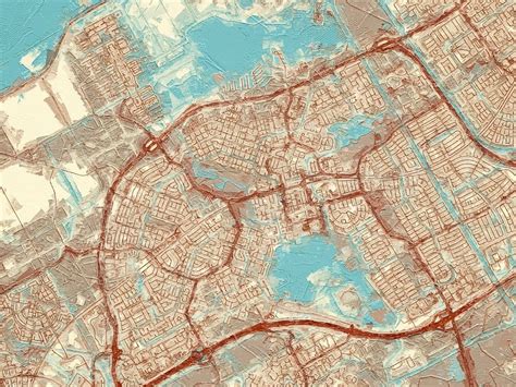 Kaart van Almere in de stijl Blauw Crème van Map Art Studio op canvas