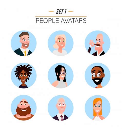 Avatares De Personajes En Estilo Plano De Dibujos Animados Vector