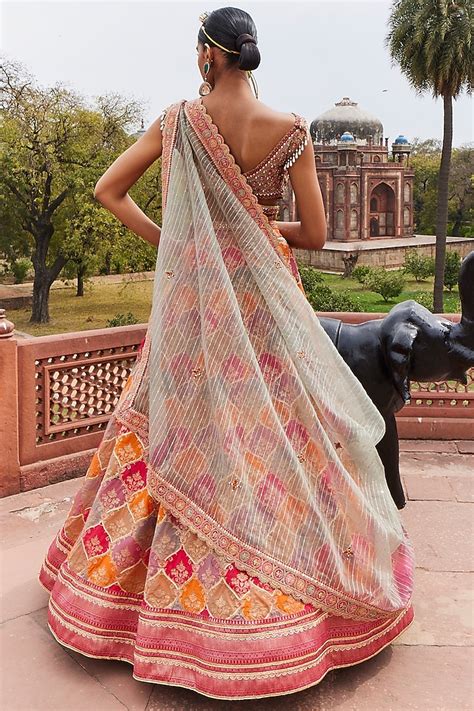 Multi Colored Woven Silk Banarasi Wedding Lehenga Set By Aditi Gupta At