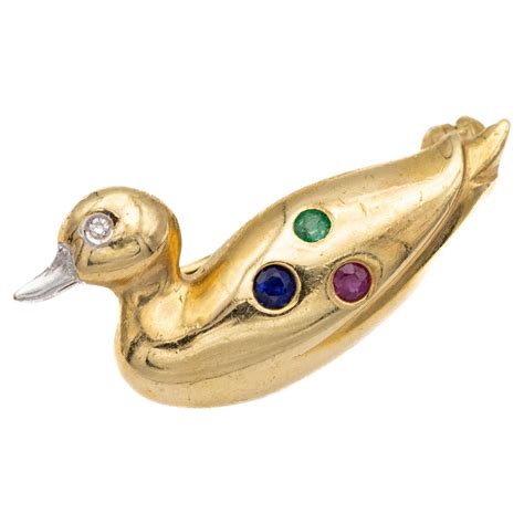 18 Karat Yellow Gold Duck Pin At 1stdibs