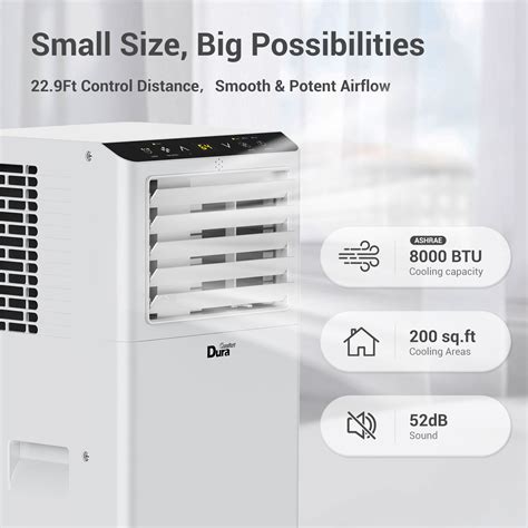 Duracomfort 8 000 Btu Ashrae Portable Air Conditioner 3 In 1 Ac Unit